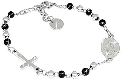 SAGA GIOIELLI BRACCIALE ROSARIO SFERE NERO/ARGENTO