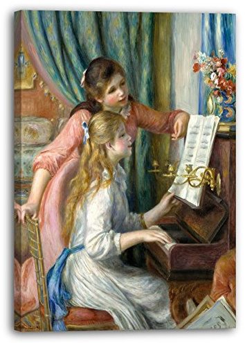 Printed Paintings Stampa su Tela (40x60cm): Auguste Renoir - Due Giovani Ragazze al Pianoforte