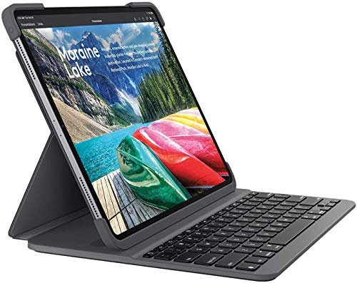 Logitech Slim Folio Pro iPad Hülle mit Kabelloser Bluetooth Tastatur, Für iPad Pro 12.9 3. Generation (A1876, A1895, A1983, A2014), 14 iOS-Sondertasten - Englisches QWERTY Layout - Graphit