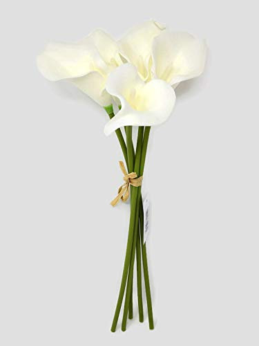 Real Touch Artificial Calla Lily Flower Bunch x 35cm - 5 Stem - White Blue Ivory or Grey (Ivory)