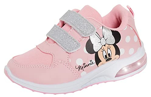 Disney Girls Minnie Mouse Light Up Trainers White/Pink 7 UK Child