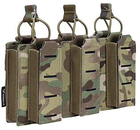 IDOGEAR Dreifach Mag-Taschen Känguru Magazin Tasche für 5.56mm Gewehrmagazine & 9mm Pistolenmagazine Universal MOLLE Tactical Magazinbeutel Elastisch Verstellbar(camo)