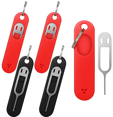 Sim Card Removal Tool Phone Chip Remover Unlock Chip Sim Card Tray Eject Pin Tool Needle Opener Ejector with Detachable Keychain Charm for Smart Phone, 4 Pieces