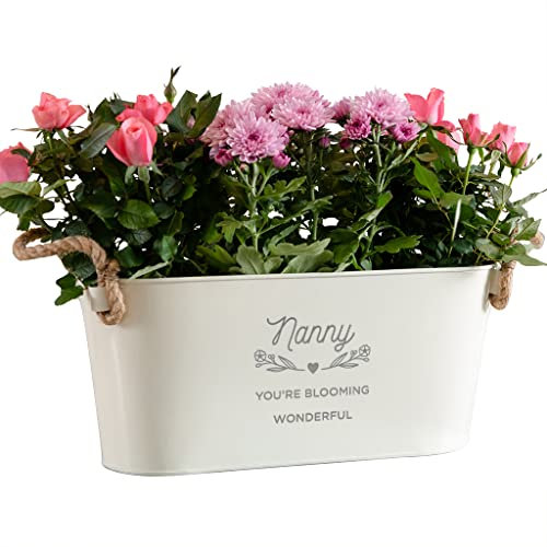 'Nanny You're Blooming Wonderful' Engraved Flower Planter | Unique Indoor Outdoor Herb Plant Pots For Nan | Gifts For Grandma's Birthday | Garden Pots and Planters