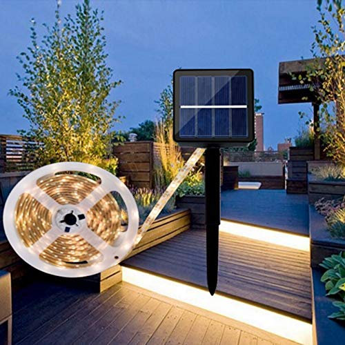 KISUFU: 3m Solar LED Strip, Outdoor & Indoor, 180 LEDs, 2 Modes, Light Sensor, Warm White, IP67 Wasserdicht, Flexibel, Solarbetrieben