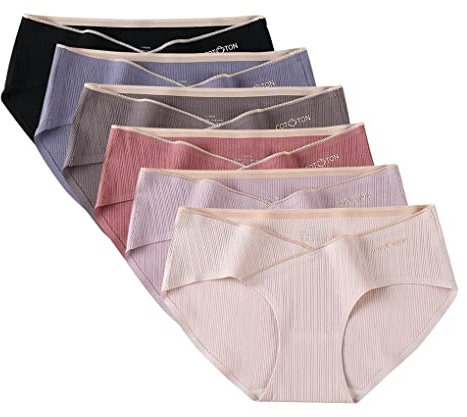 ACMEDE Mutande Gravidanza Cotone Slip Premaman Vita Bassa Donna Slip Traspirante e Morbido Mutandine V-Forma Mutande Invisibile Mutandine per Gestante Pacco da 6