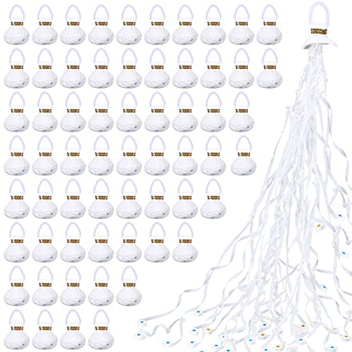 Wettarn 100 Pcs Throw Streamers Confetti Romantic Hand No Mess Streamer Crackers for Christmas Wedding Birthday Party Celebrations Graduation Party Favors(White)