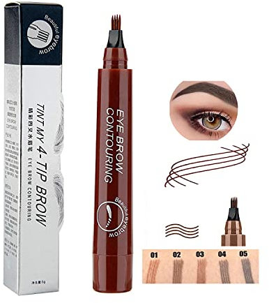 Tukefev 4 Punkt Augenbrauen-Verschleiß-wasserdichter Beweis Keine Farbe Microblading Augenbrauen-Stift Impermeable Mit Simulations-Wurzel Klare Vier Krallen- Erklärend verblassenden Augenbrauen