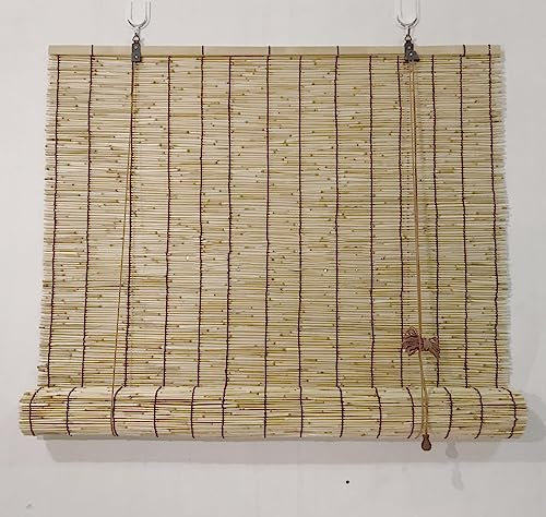 Bambusrollo,Natürlicher Schilfrohr-Vorhang,Raffrollos,Lamellenfenster,Trennvorhang,Jalousien Sonnenschutz Für Zu Hause,Lichtfilterung 70% Vertikaler Lift,Für Innen/Außen (W140xH100cm(55x39in))