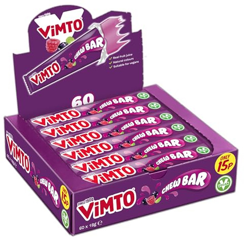 Swizzels Vimto Original Standard Chew Bar (60 Bar), Chewy Sweets for Party Bags