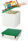 SHIMOYAMA Zusammenklappbare Aufbewahrungsbox mit Baugrundplattendeckel für Duplo-Blöcke, 26Qt. Stapelbare Aufbewahrungsbehälter, 25L faltbarer Mehrzweckbehälter für Lego Duplo-Steine (Dunkelgrün)