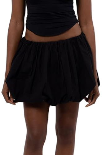 Qianderer Jupe à bulles Y2K pour femme - Taille haute - Ourlet à volants - Mini jupe évasée - Bouffante - Ligne A - Jupe courte plissée - Streetwear, S