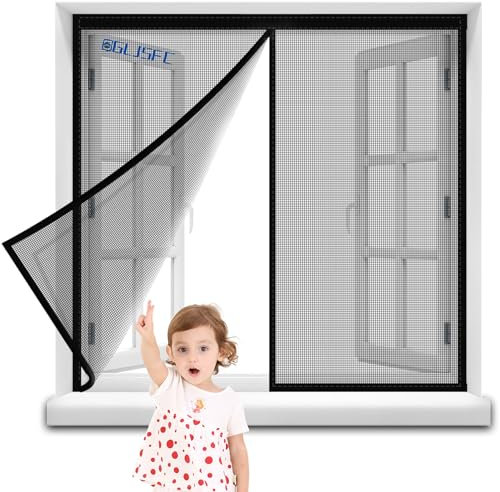 Fly Screen Window to Open & Close 190x225cm Self-Adhesive Insect Screen Roller Blind Keep Fly Bug Out Black