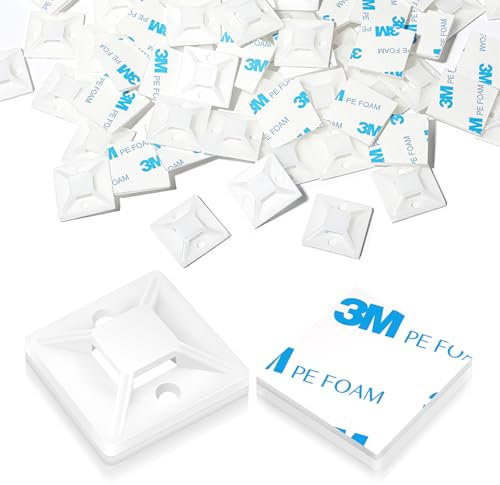 Juego de 100 soportes para bridas de cables de 30 x 30 mm, almohadillas adhesivas para sujetacables, color negro, para el hogar, oficina, garaje y taller