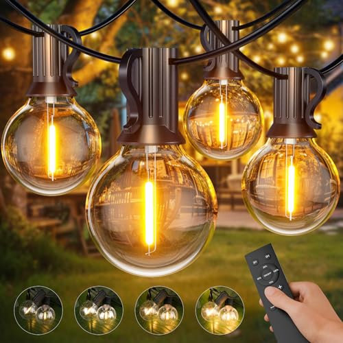 Led Lichterkette Außen Strom mit Fernbedienungen, Dimmbar 30M Outdoor Lichterketten Aussen mit 50+2 G40 Glühbirnen, Wasserdicht Garten Lichterkette für Terrasse Party Balkon