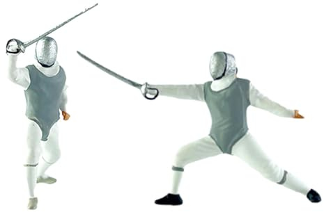 ＡＷＨＡＯ 2Pcs 1/64 Skala Modell Figuren Mini Fechten Puppe Modell Sammlung Fechter Figuren, Grau