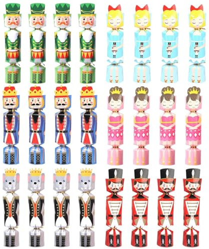 Detalles de Fiesta para Mesa Navideña | Juego de 24 Crackers Navideños | Suministros De Festivos Decoración De Mesa Para Familia Niños Y Niñas Para Celebración De Fiestas Y Ocasiones