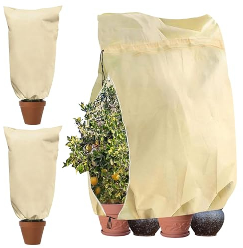 KOMEIL 3pcs Housse Hivernage Plante Exterieur, 80 * 100cm Housses de Protection pour Plantes, Voile Hivernage Citronnier, Applicable Protéger Plantes Basses Températures, Vents Froids Gel