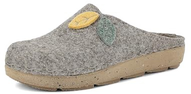 Pantofole ECOFRIENDS Zoccoli Donna con Foglie, Pantofole con Suola e Tomaia da Materiale di Recupero, Tortora, 37