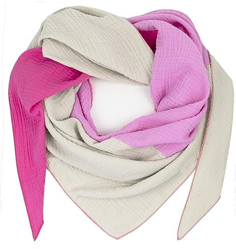 Glamexx24 Damen XXL Schal Dreieckschal Dreieckstuch Halstuch musselin Schal Poncho viele Farbkombinationen aus Baumwolle made in italy