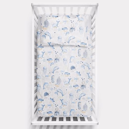 Baby Comfort 2 Piece Baby Kids Bedding Set 120x90 cm Duvet Cover & Pillowcase for Toddler Cot 12M+ (Ocean)