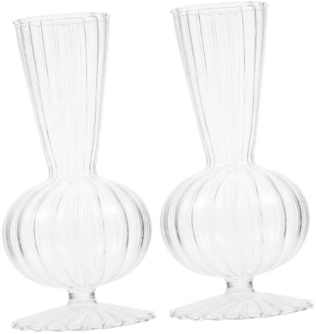 Mikinona 2pezzi Vaso Decorativo Striato Per Piante e Fiori Per Matrimonio e Decorazioni Per La Casa Alta Trasparenza e Resistenza Design Moderno Per Ogni