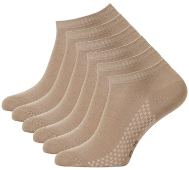 Cotton Prime Sneaker Socken Herren Damen Unisex – 6 Paar Kurzschaft Sneakersocken aus Bambus Viskose – Atmungsaktive Sportsocken Kurz für Alltag & Sport, beige, Gr. 43-46