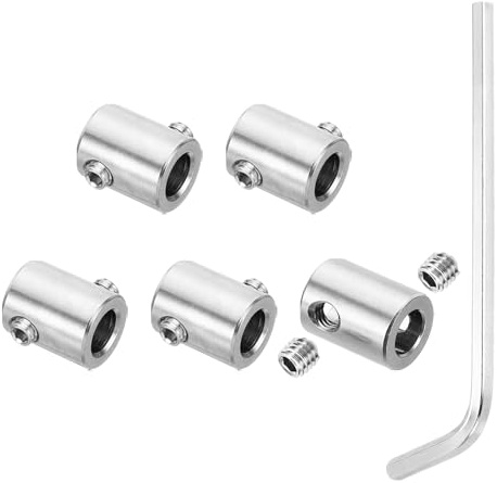 PATIKIL 3 mm hål vajer klämmor set, 5 st 304 rostfritt stål dubbla hål lås kabelklämmor klämma med sexkantsnyckel för vajermontering, silver