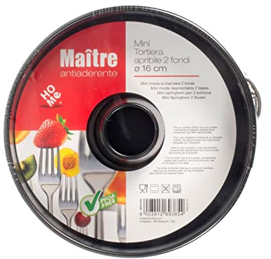 Home Maitre Tortiera Mini 2 Fondi, Antiaderente, Alluminio, Nero, 17 x 16 x 5 cm