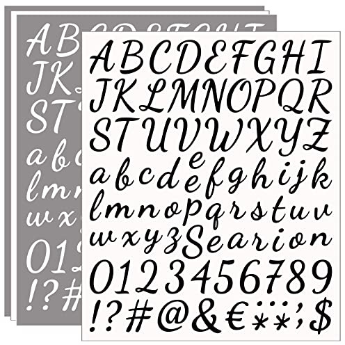 ZTXPRO 4 Pack Self Adhesive Vinyl Letter Number Symbol Stickers Kit, Alphabet Numbers Stickers for Mailbox, Door, Kitchen, Address Number, Scrapbook, Notebook - Black & White