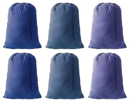 YETHAN Extra Large Laundry Bag Travel Laundry Bags with Drawstring Closure, 30x40 Machine Washable Dirty Clothes Organizer for college, dorm and apartment dwellers (6 Pcs Blue)