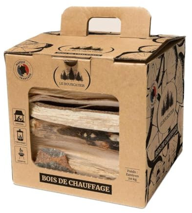 Le Bouscatier Bois de Chauffage pour cheminée poêle Four Pizza cuisinières Barbecue Charbon et brasero. 20L Bois séché hêtre chêne Boite Allumette Offerte