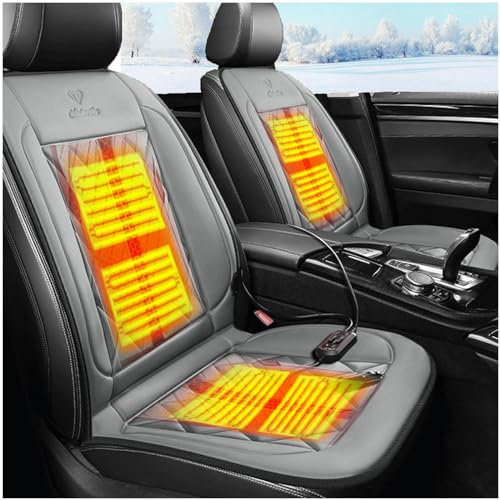 Asiento de coche calefactado de 12 V, antideslizante y resistente al desgaste, temperatura ajustable, fundas de asiento de 30 °C-65 °C, adecuado para la mayoría de los coches, gris