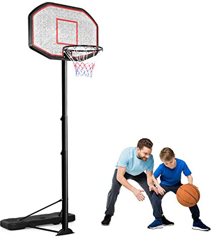 GOPLUS Basketballständer, Basketballanlage höhenverstellbar 200 bis 305cm, Basketballkorb mit Ständer Outdoor für Junge und Erwachsene