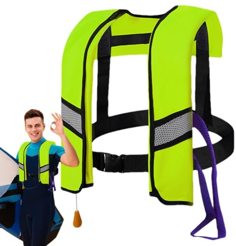 Giubbotto di salvataggio per adulti, in nylon, per adulti, gonfiaggio automatico, portatile, galleggiante, da snorkeling, per paddle board, galleggiante