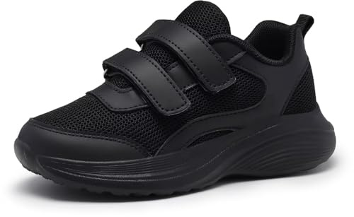 RTOUNT Girls Boys All Black Traniers for Boys Running Shoes Lightweight Breathable Mesh Kids Tennis Snekaers Casual Sport Shoes Toddler Size 9 Child
