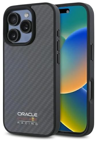CG MOBILE Red Bull Carbon Fiber Shiny Logo kompatibel mit MagSafe Hülle für iPhone 16 Pro Max (Schwarz)