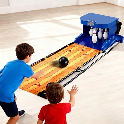 CEGBREU Electronic bowling game machine, automatic reset function, equipped with LED electronic scoreboard and simulated sound effects, indoor bowling suitable for children and adults.(L)