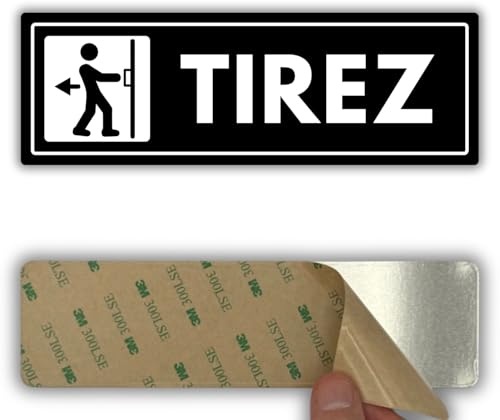 LEIASA | Panneau Tirez la Porte - 7,5 x 23 cm - Épaisseur 2 mm - Acrylique - Plaque Porte Pull - Autocollant Haute Adhérence - (Tirer La Porte)