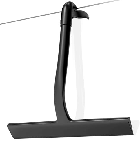 Shower Squeegee for Shower Doors,Silicone Shower Squeegee with Built-in Hook Design for Easy Hanging and Cleaning,Bathroom Squeegees for Scraper for Mirror,Car,Window and Glass Cleaning-22.5 CM,Black