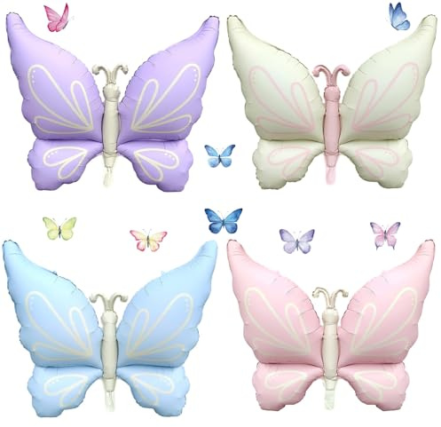 4 pezzi Palloncino Gigante Sfumato in Mylar a Tema Farfalla per Decorazioni di Compleanno a Tema Farfalla, Forniture per Matrimoni, Adesivi Tatuaggi Farfalla