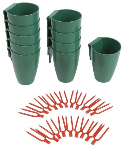 Getdoublerich Kit de tasses de propagation des racines de fraise – 10 grandes et petites tasses de culture en plastique + 20 fourchettes à fraises pour intérieur/extérieur, balcon et serre