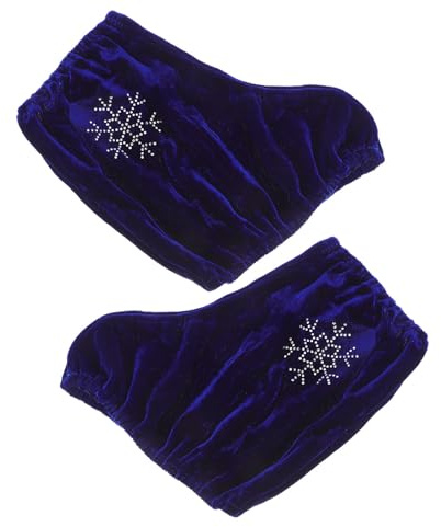 SEWACC Couvre-Patins Protection Confortable et Maintien Sécurisé pour Patins à Glace en Velours Bleu pour Compétitions de Patinage Artistique Garçon et Filles et Adultes