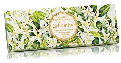 Gelsomino, Jabón vegetal redondo con aroma de jazmín, pack regalo de 3 jabones de 100 g, italiano hecho a mano de Fiorentino