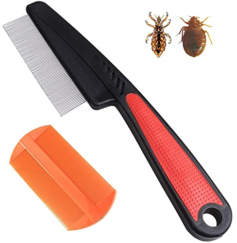 DAWRIS 2 Pcs Pet Grooming Dematting Comb, Flea Comb for Dogs and Cats to Remove Fleas, Remove Loose Undercoat, Knots, Mats and Tangled Hair