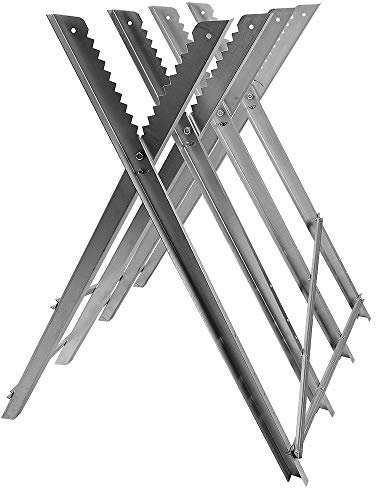 XUANYU Caballete de aserrado plegable de acero con 4 soportes de madera dentados para motosierra o sierra de mano, carga hasta 100 kg