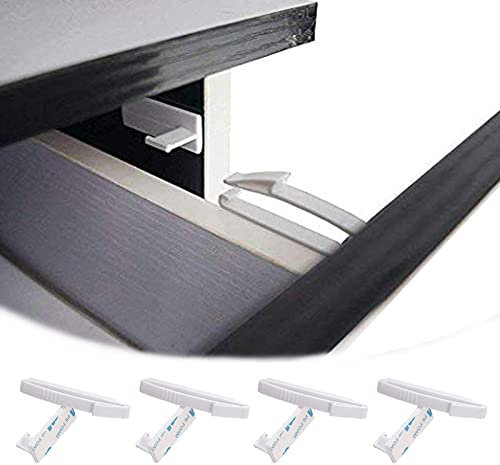 DHinkyoung 4 cerraduras invisibles para cajones de seguridad para niños, a prueba de bebés, con adhesivo fuerte para el cuidado del bebé, solo apto para algunos cajones, consulta a continuación antes