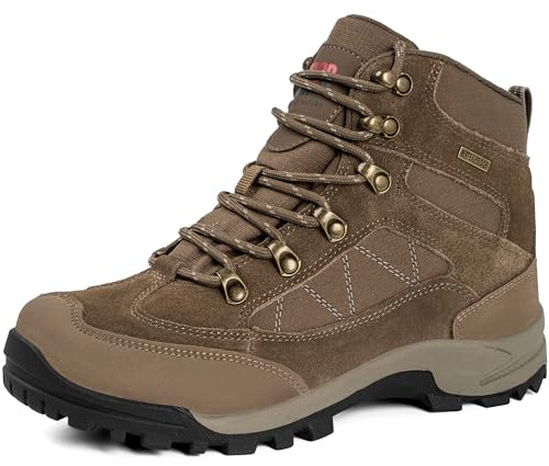 R CORD Womens Hiking Boots Waterproof Walking Shoes Ankle Booties Outdoor High Top Fashion Backpacking Lace Up Boots Brown Size 9.5