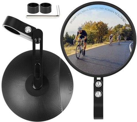 CNC Motorrad Spiegel, E24 Geprüft, 360° Drehbar, 2 Stück Runde Lenkerendenspiegel, Supermoto Spiegel Kompatibel mit Meisten Motorrädern, ATV, MT07, Z750, CB125R, Z900, Scooter, Roller