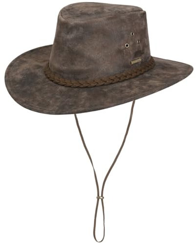 Stetson Pigskin Western Lederhut Traveller Used-Look Herren Herbst Winter braun M (56-57 cm)